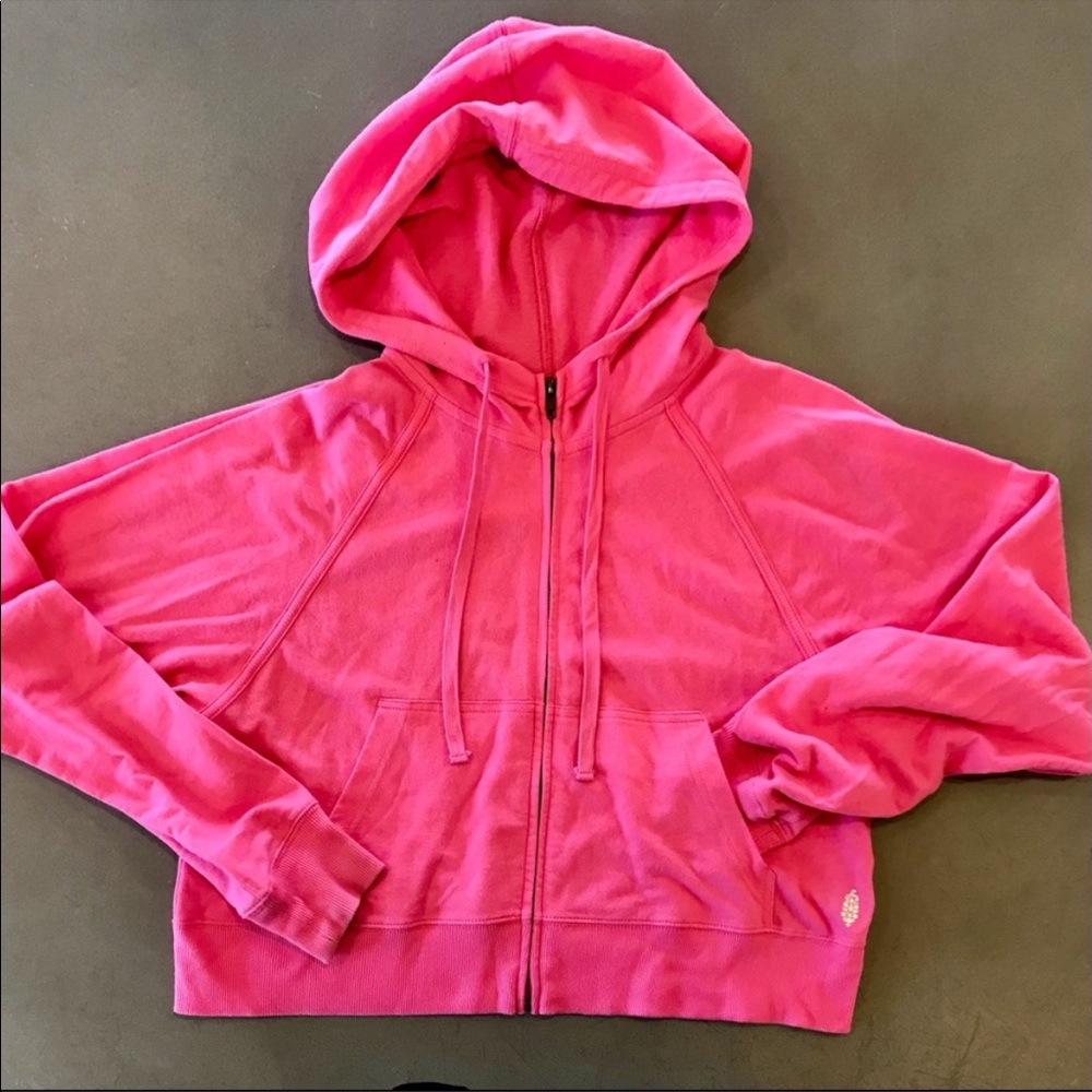Free People Hot Pink Zip-Up Hoodie